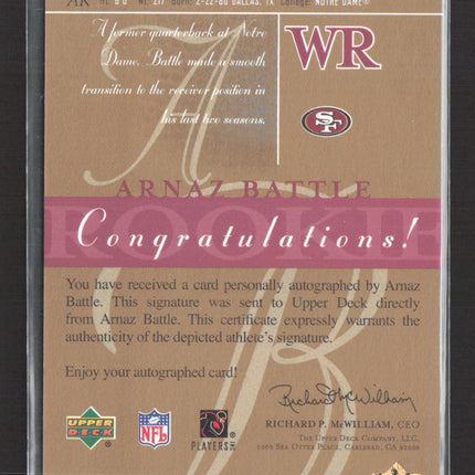 2003 Upper Deck SP Signature Edition Arnaz Battle #AR 068/100 Auto