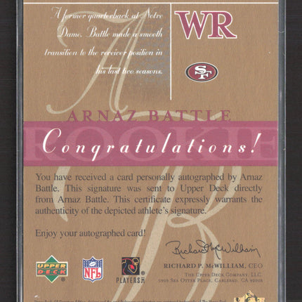 2003 Upper Deck SP Signature Edition Arnaz Battle #AR Auto