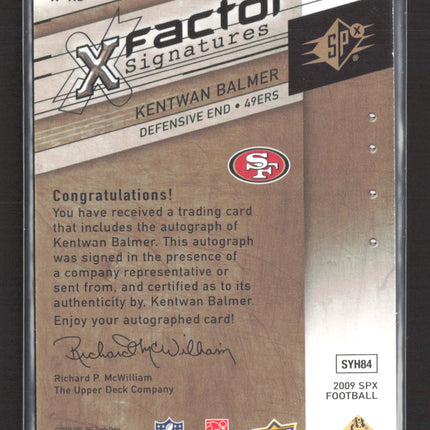 2009 Upper Deck SPx X-Factor Signatures Kentwan Balmer #X-KB 2 / 5 Auto