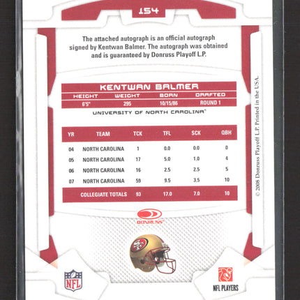 2008 Leaf Rookies & Stars Longevity Kentwan Balmer #154 Auto /250