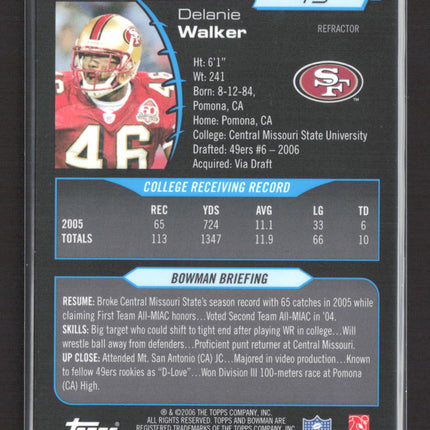 2006 Bowman Chrome Delanie Walker #49 Blue Refractor /150