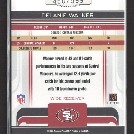2006 Donruss Gridiron Gear Delanie Walker #134 450/599