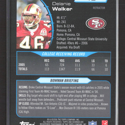 2006 Bowman Chrome Delanie Walker #49 Refractor Gold /50