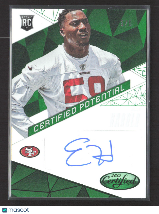 2015 Panini Certified Certified Potential Eli Harold #CP-EH Emerald RC Auto 5/5