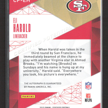 2015 Panini Certified Certified Potential Eli Harold #CP-EH Green RC Auto 4/5