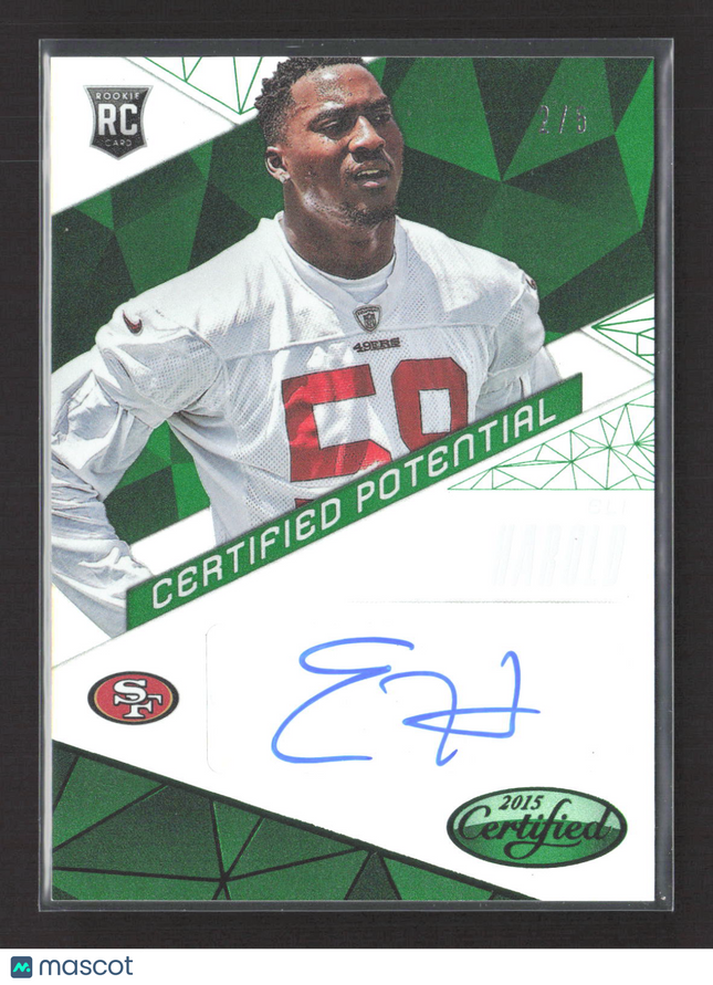 2015 Panini Certified Certified Potential Eli Harold #CP-EH Green RC Auto 2/5