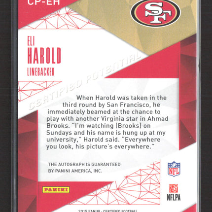 2015 Panini Certified Certified Potential Eli Harold #CP-EH RC Auto /299