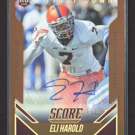 2015 Panini Score Eli Harold #343 Gold 02/10 RC Auto