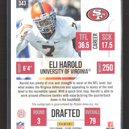 2015 Panini Score Eli Harold #343 RC Auto