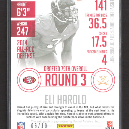 2015 Panini Prestige Eli Harold #237 06/10 Auto Black