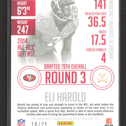 2015 Panini Prestige Eli Harold #237 16/25 Auto