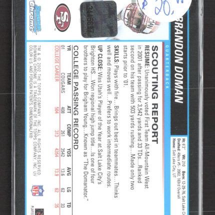 2002 Bowman Chrome Brandon Doman #163 Auto