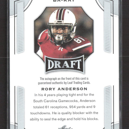 2015 Leaf Draft Rory Anderson #BA-RA1 Auto
