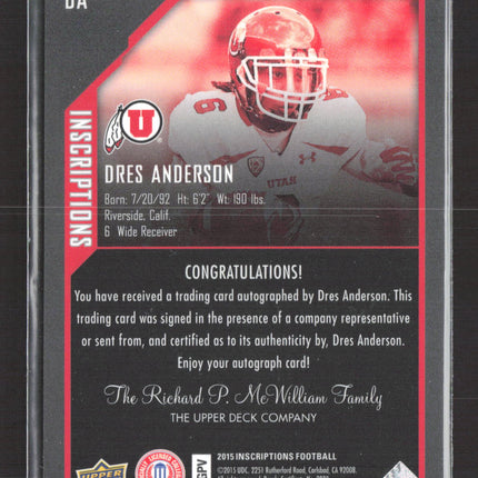 2015 Upper Deck Inscriptions Football Dres Anderson #DA Auto