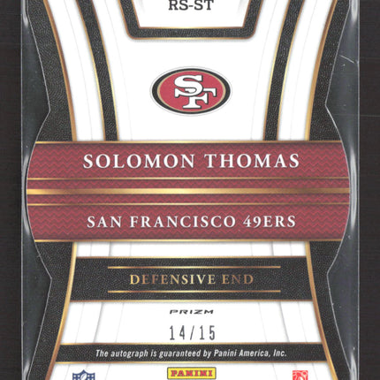 2018 Panini Select Prizm Solomon Thomas #RS-ST Tie-Dye 14/15 Auto