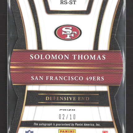 2018 Panini Select Prizm Solomon Thomas #RS-ST Gold 02/10 Auto