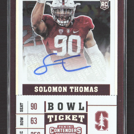 2017 Panini Contenders Draft Picks Solomon Thomas #191 Bowl Ticket RC Auto /99