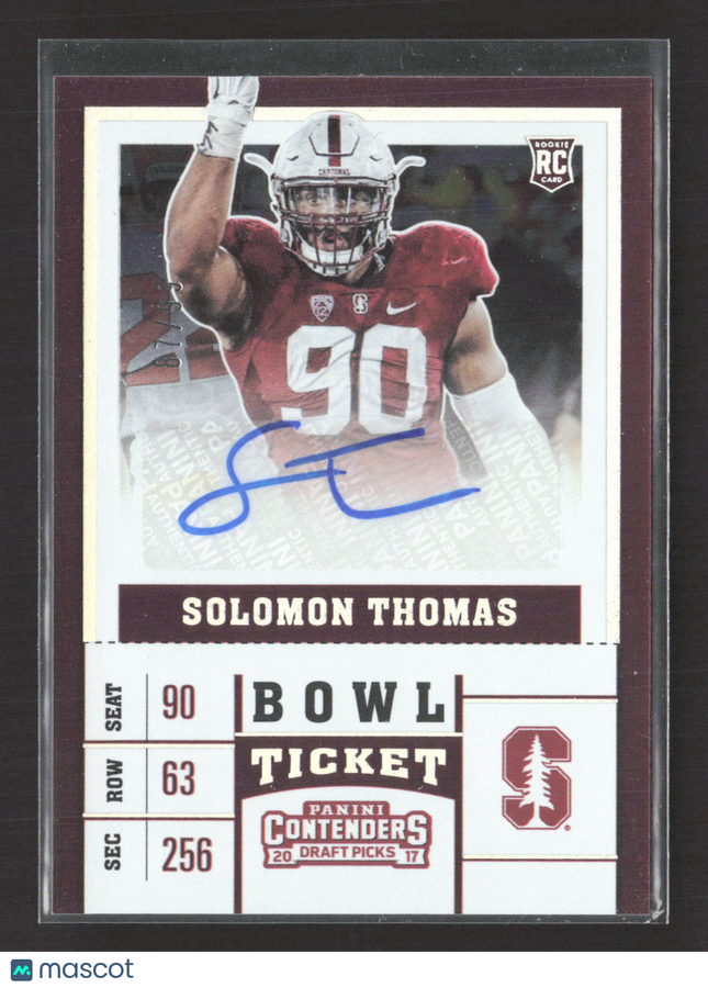 2017 Panini Contenders Draft Picks Solomon Thomas #191 Bowl Ticket RC Auto /99