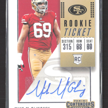 2018 Panini Contenders Football Mike McGlinchey #231 RC Auto