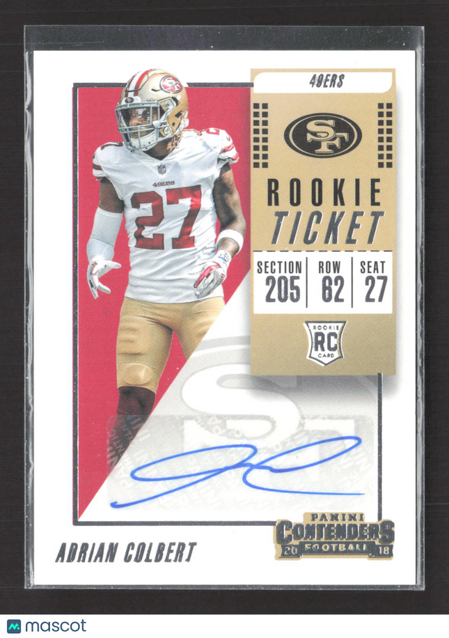 2018 Panini Contenders Football Adrian Colbert #328 RC Auto