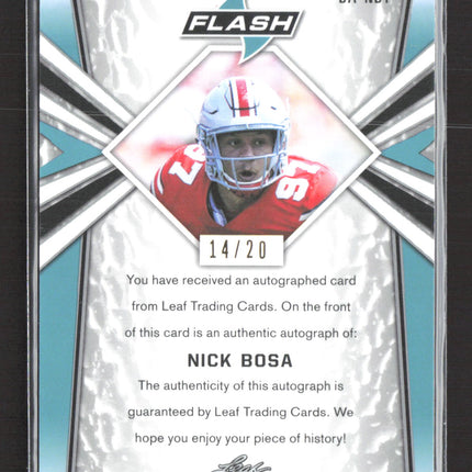 2019 Leaf Flash Nick Bosa #BA-NB1 Green Prism 14/20 Auto