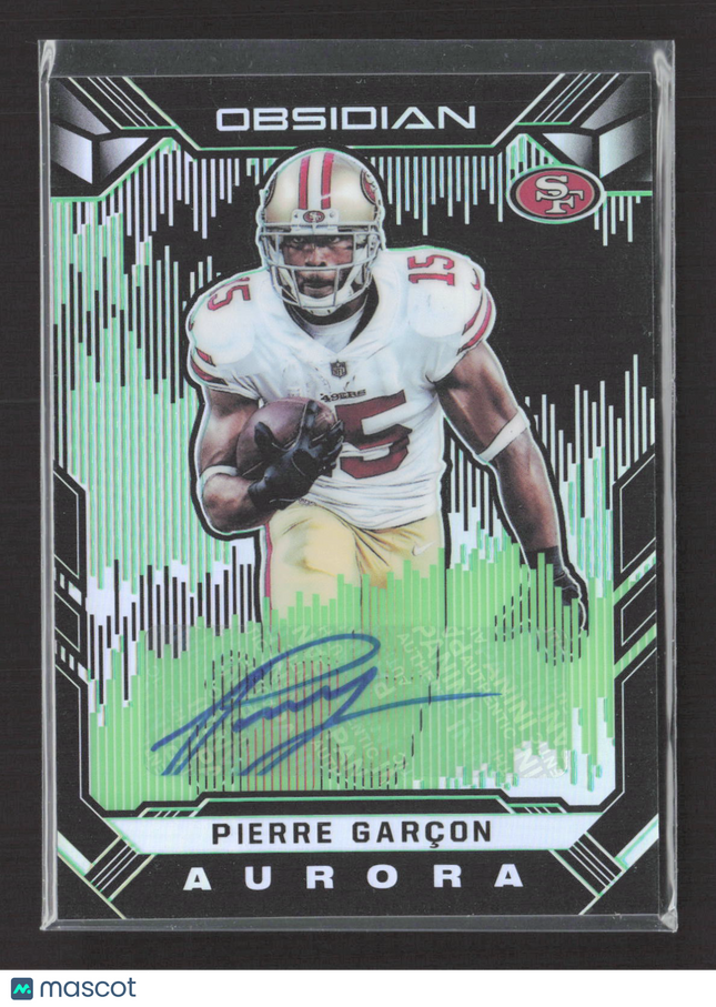 2018 Panini Obsidian Aurora Pierre Garcon #AA-PG Electric Etch Green 17/25 Auto