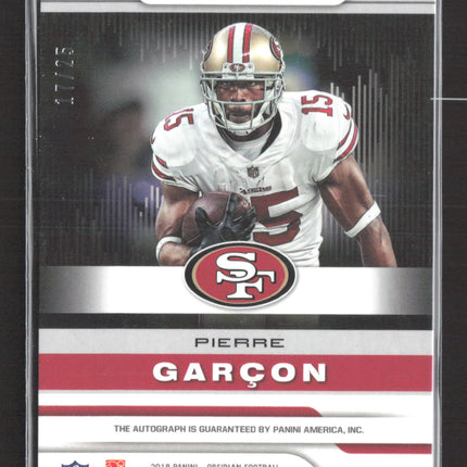 2018 Panini Obsidian Aurora Pierre Garcon #AA-PG Electric Etch Green 17/25 Auto