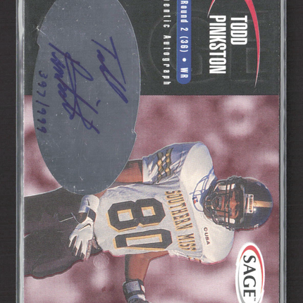 2000 SAGE Authentic Autograph Todd Pinkston #A33 Auto /999