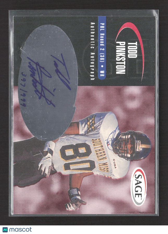 2000 SAGE Authentic Autograph Todd Pinkston #A33 Auto /999