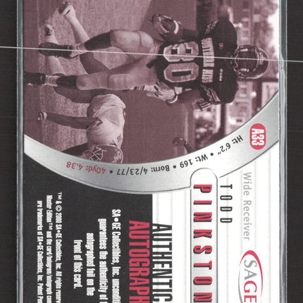 2000 SAGE Authentic Autograph Todd Pinkston #A33 Auto /999