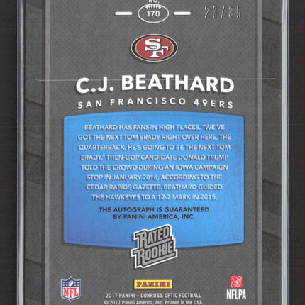 2017 Panini Donruss Optic C.J. Beathard #170 Blue 23/35 Auto