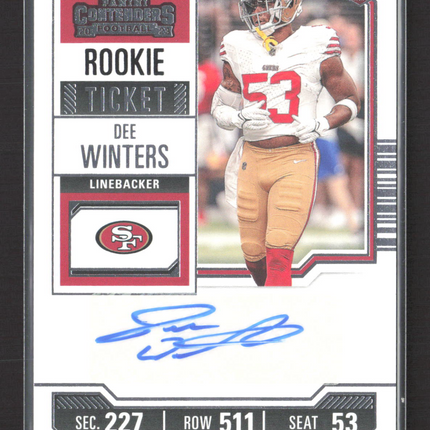2023 Panini Contenders Football Dee Winters #283 RC Ticket Auto