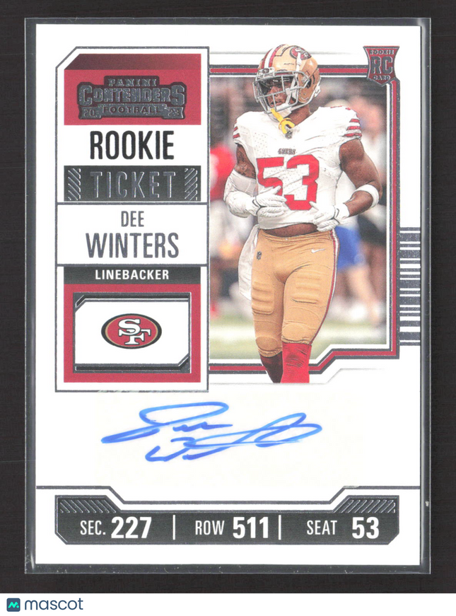 2023 Panini Contenders Football Dee Winters #283 RC Ticket Auto