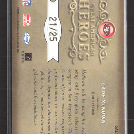 2002 Leaf Rookies & Stars Great American Heroes Cade McNown #GAH-27 21/25 Auto