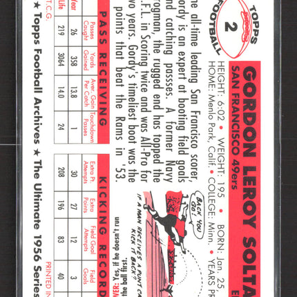 1994 Topps Football Archives The Ultimate 1956 Series Gordon Soltau #2 IP Auto