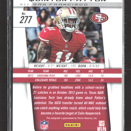 2013 Panini Prizm Quinton Patton #277 RC Auto