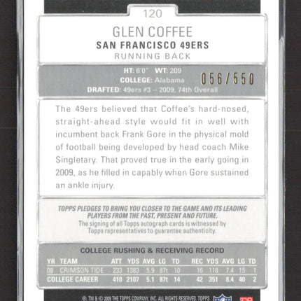 2009 Topps Platinum Glen Coffee #120 RC 056/550 Auto