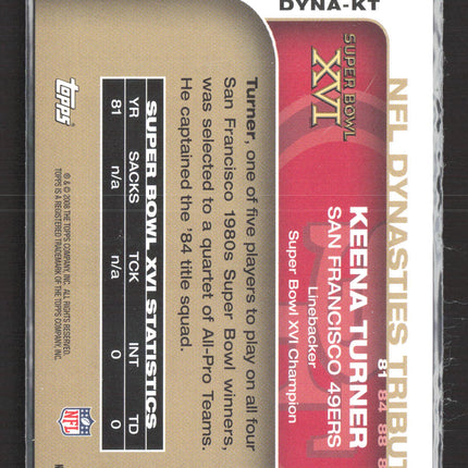 2008 Topps NFL Dynasties Keena Turner #DYNA-KT 275/500 Auto