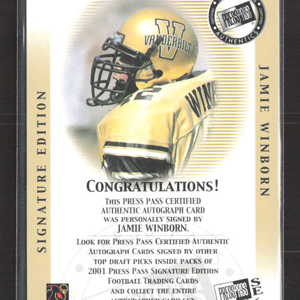 2001 Press Pass Signature Edition Jamie Winborn #N/A Autograph Auto