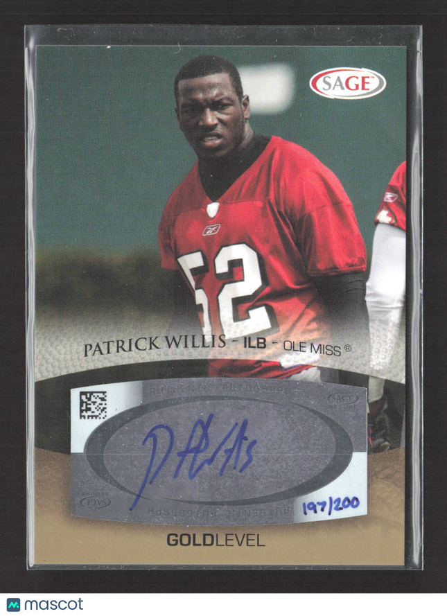2007 SAGE Hit Gold Level Patrick Willis #A59 197/200 Auto