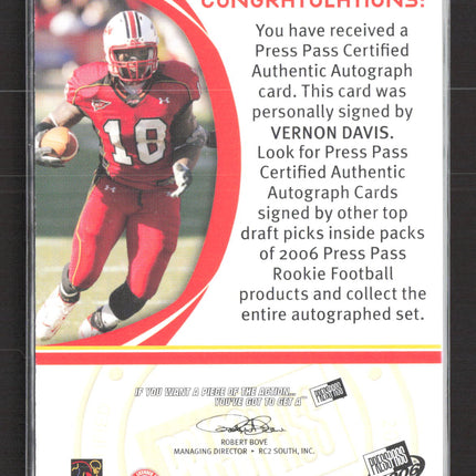 2006 Press Pass Autographs Vernon Davis Auto