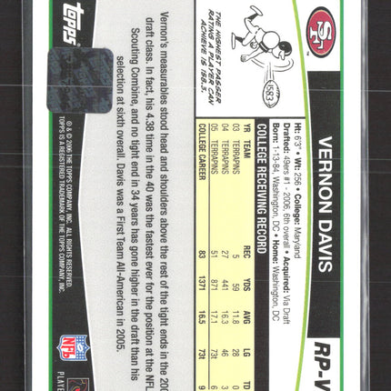2006 Topps Rookie Premiere Vernon Davis #RP-VD Auto