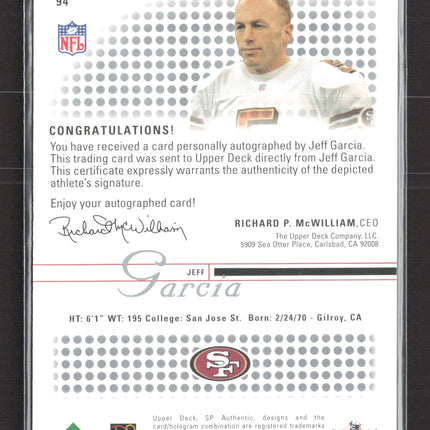 2002 Upper Deck SP Authentic Jeff Garcia #94 Auto
