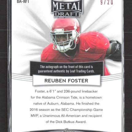2017 Leaf Metal Draft Reuben Foster #BA-RF1 Pink 9 / 20 Auto