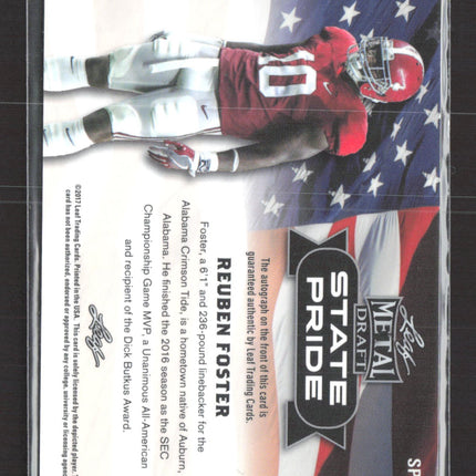 2017 Leaf Metal Draft State Pride Reuben Foster #SP-RF1 Auto