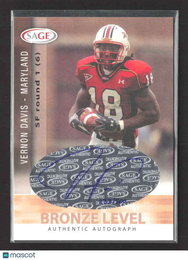 2006 SAGE Hit Bronze Level Vernon Davis #A15 Auto /500