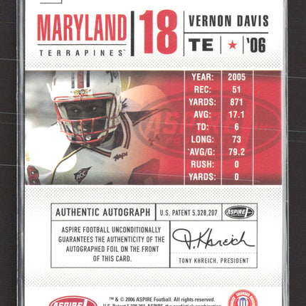 2006 Aspire Football Vernon Davis #6A Auto