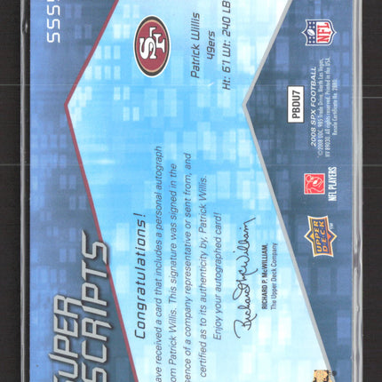 2008 Upper Deck SPx Super Scripts Patrick Willis #SS-PW Auto