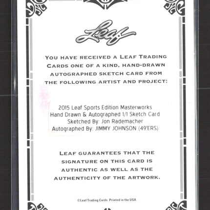 2015 Leaf Sports Edition Masterworks Jimmy Johnson 1/1 Sketch Hand Drawn Auto