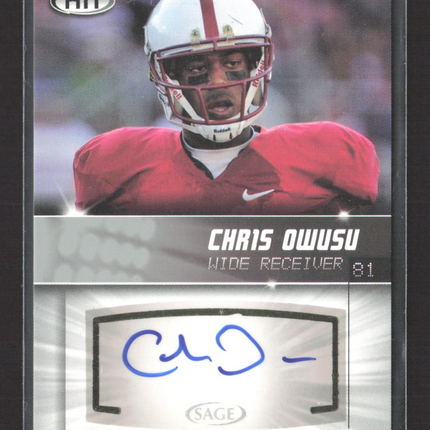 2012 SAGE HIT Chris Owusu #A35 Authentic Auto